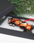 Classy Equine Jumping Horse Ornament - Bay Hunter Equestrian Christmas Gift