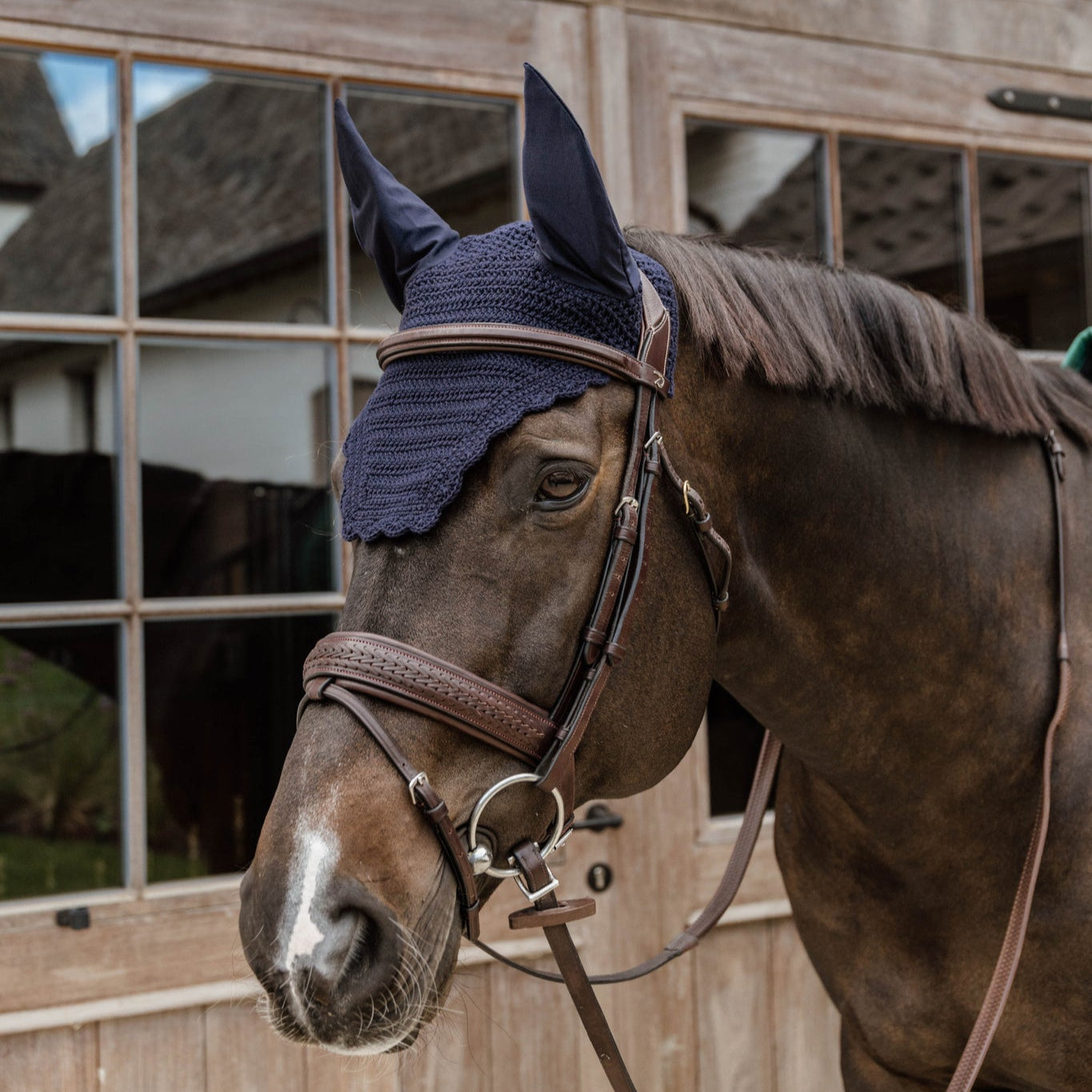 Kentucky Horsewear Fly Veil Wellington Wave, Navy
