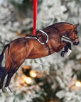 Equestrian Hunter Horse Ornament - Bay Hunter Jumper Takeoff