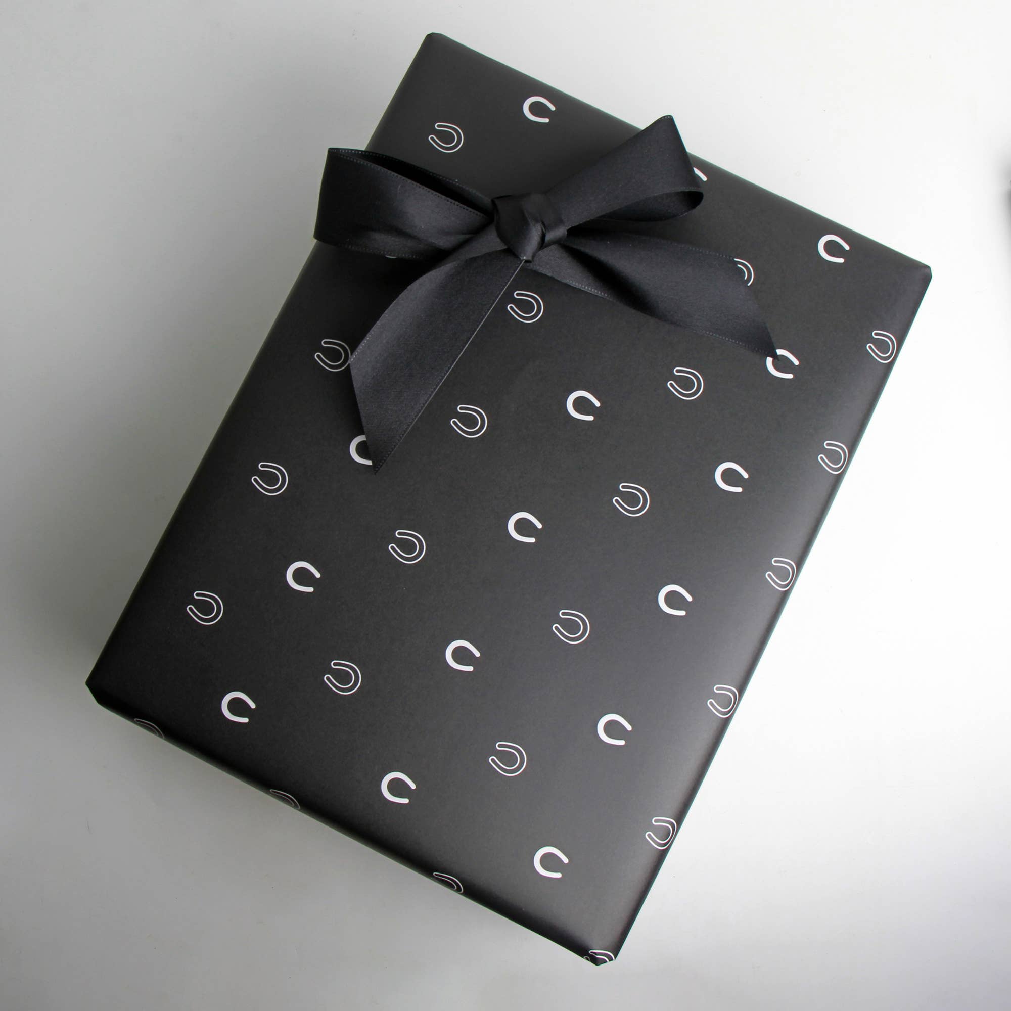 Hunt Seat Paper Co. Lucky Slate Equestrian Horseshoe Gift Wrap Paper in Roll