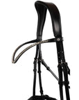 Montar Fair Curved Gray Crystal Snap-On Browband, Black Leather