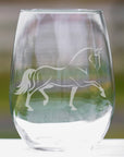 Classy Equine Dressage Horse Trot Stemless Wine Glasses