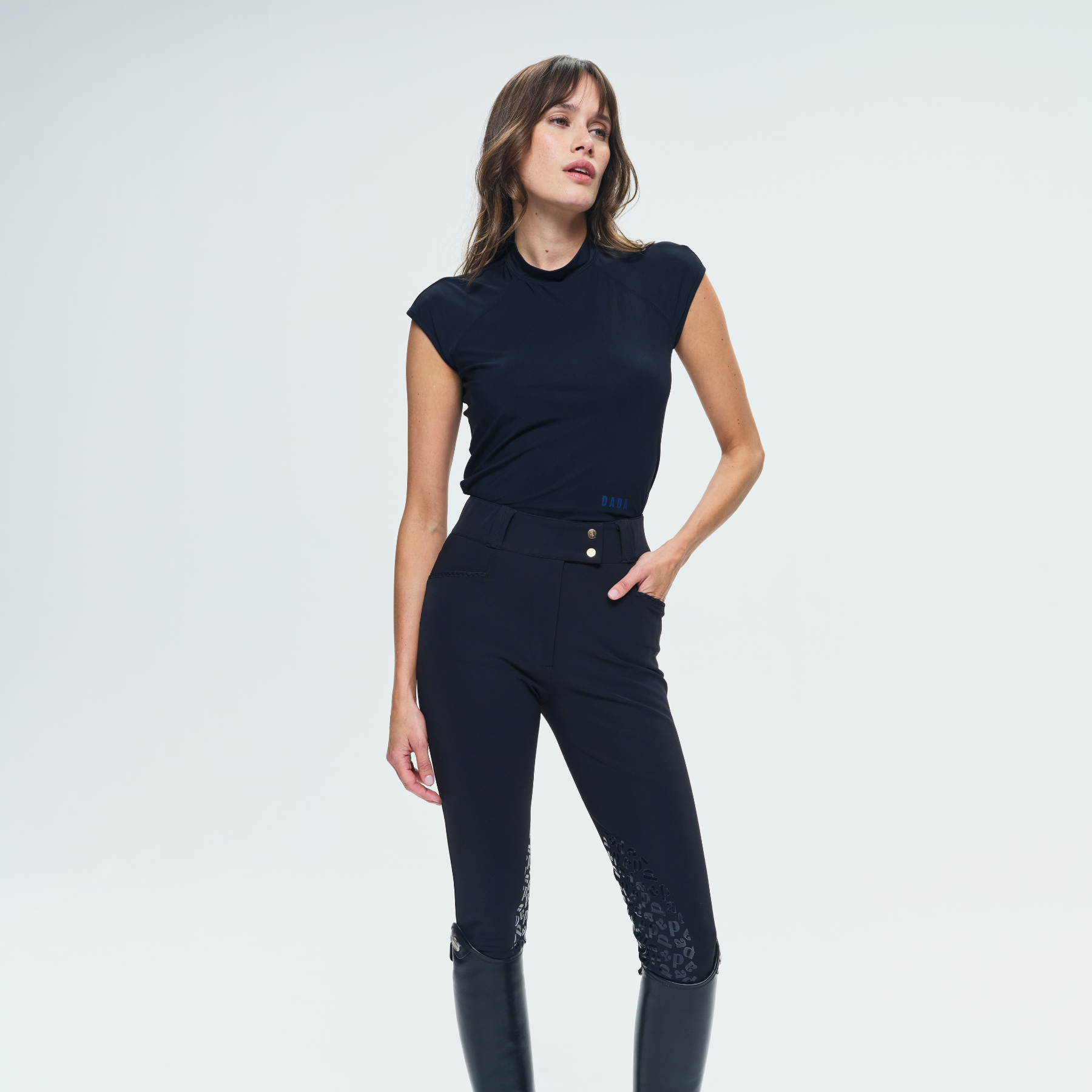 Dada Sport Kit New Ladies Knee Grip Breeches, Black