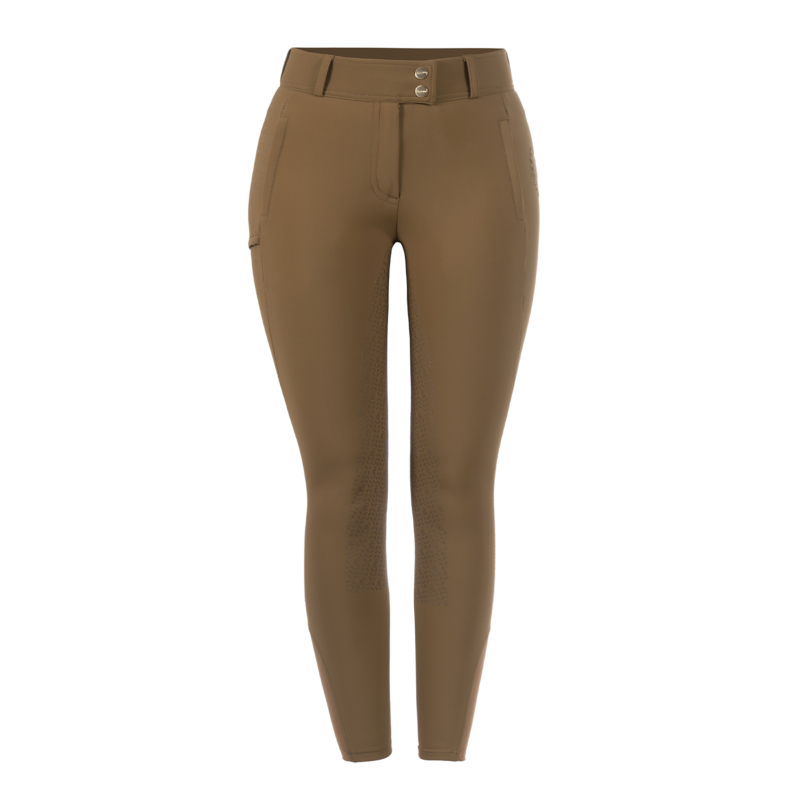 Cavallo CavalCARRIE Ladies Mid Rise Full Grip Breeches, Dark Caramel