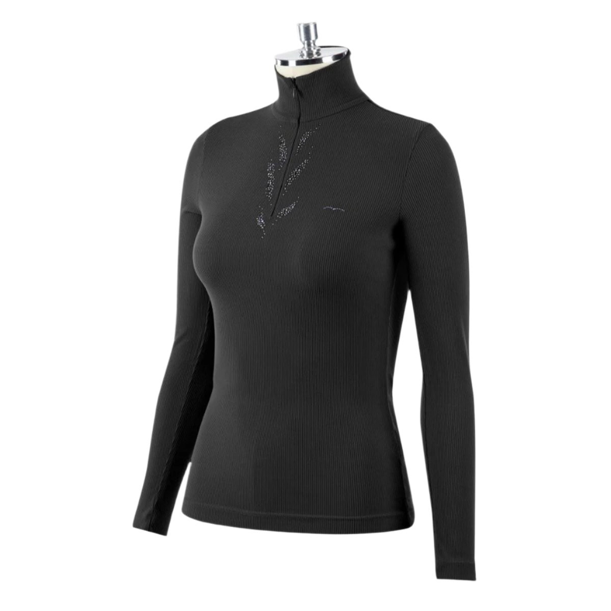 Animo Italia Billicent Woman's Long Sleeve Thermal Turtleneck, Black
