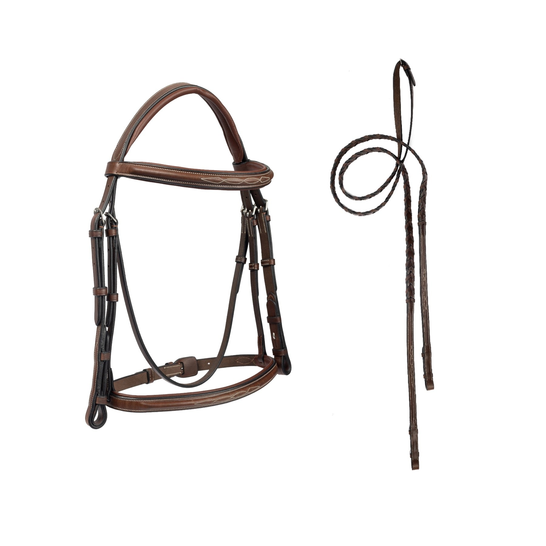 ADT Tack Imperial Bridle w/Raised Fancy Laced Reins, Brown
