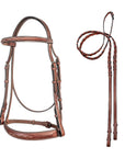 ADT Tack Tribute Hunter Bridle w/Raised Fancy Laced Reins, Brown