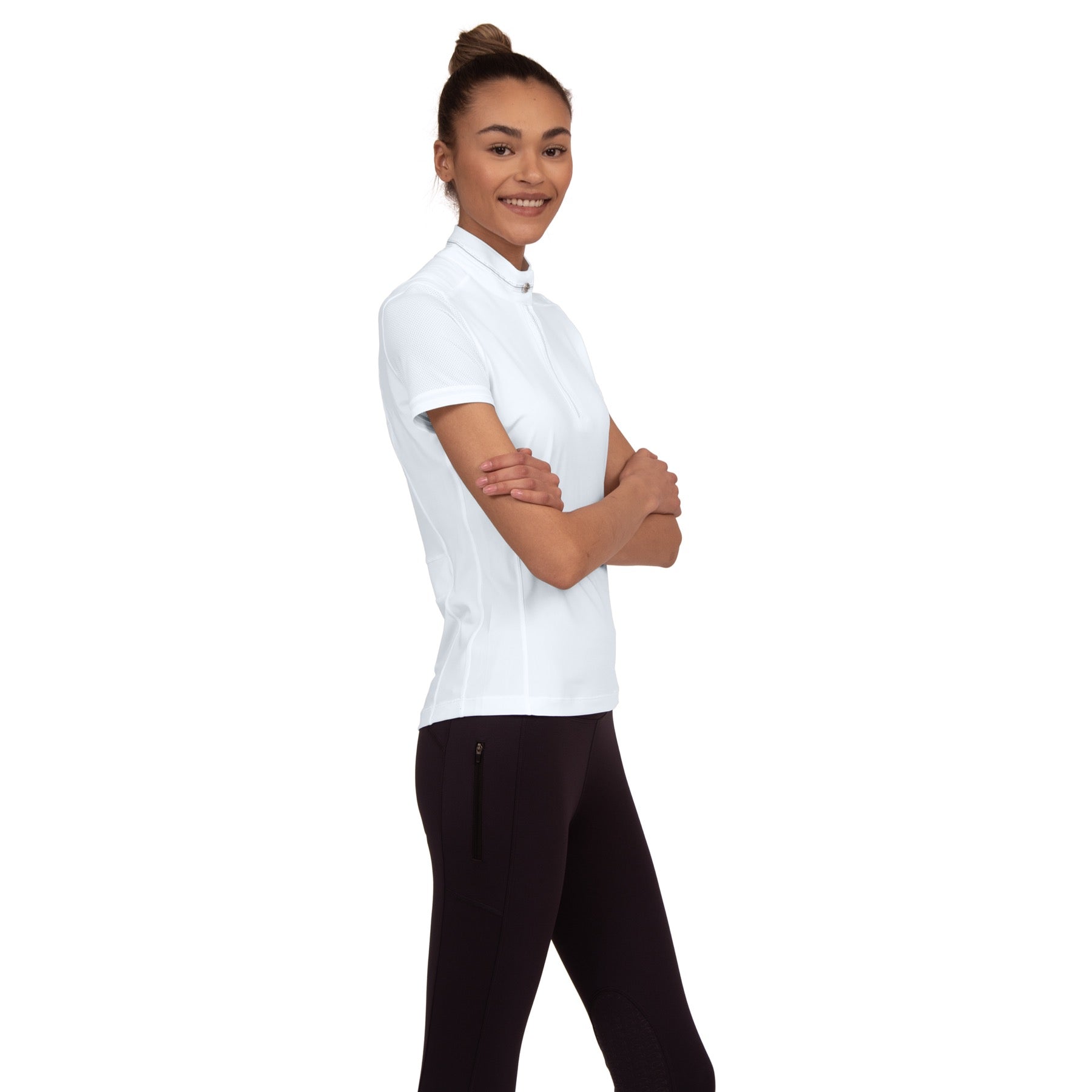 Chestnut Bay Sky Cool Ladies Short Sleeve Show Shirt, White