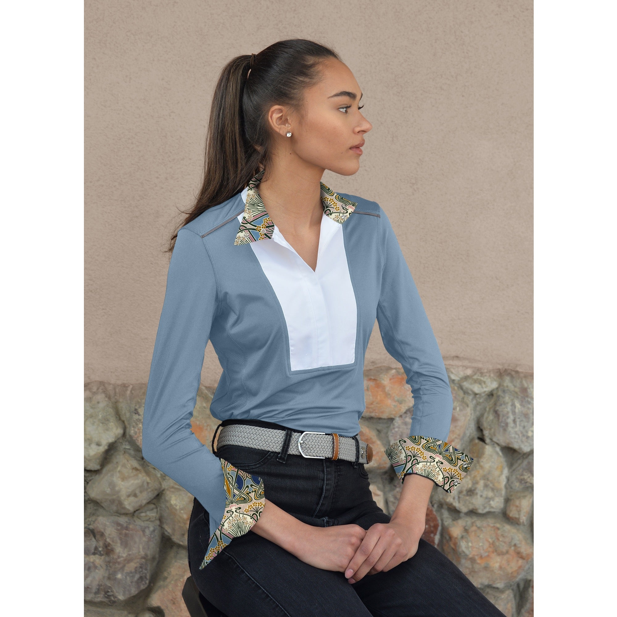 Chestnut Bay Sky Cool Liberty Ladies Show Shirt, Sky Blue