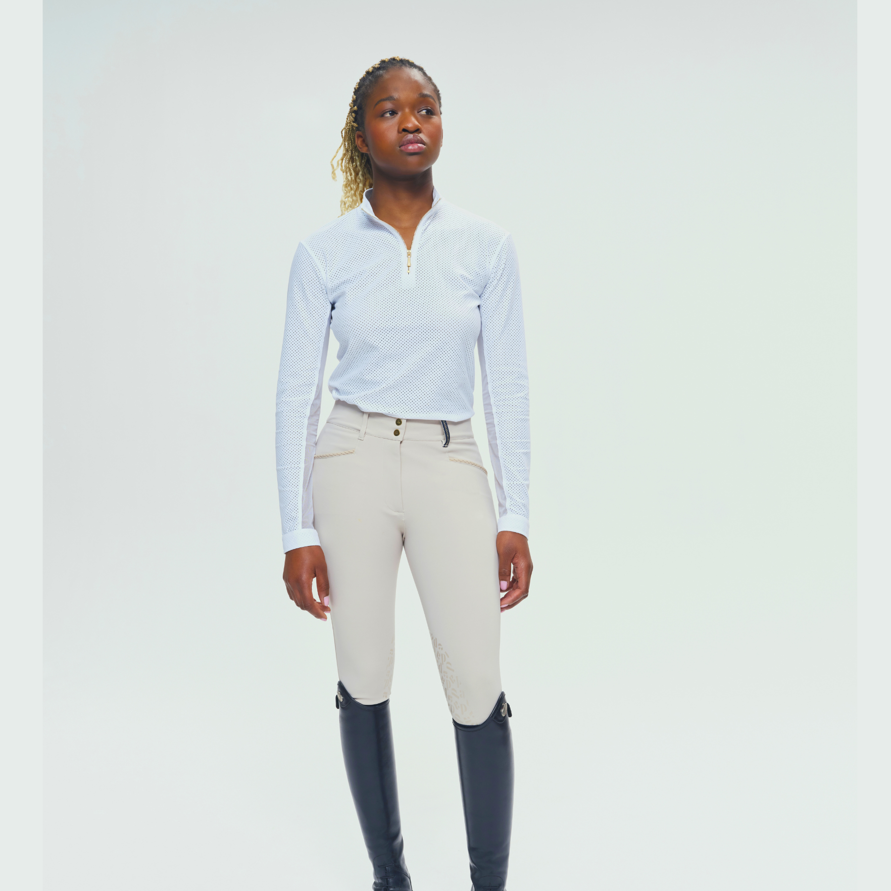 Dada Sport Pablito Ladies Long Sleeve Training Shirt, White Perforated