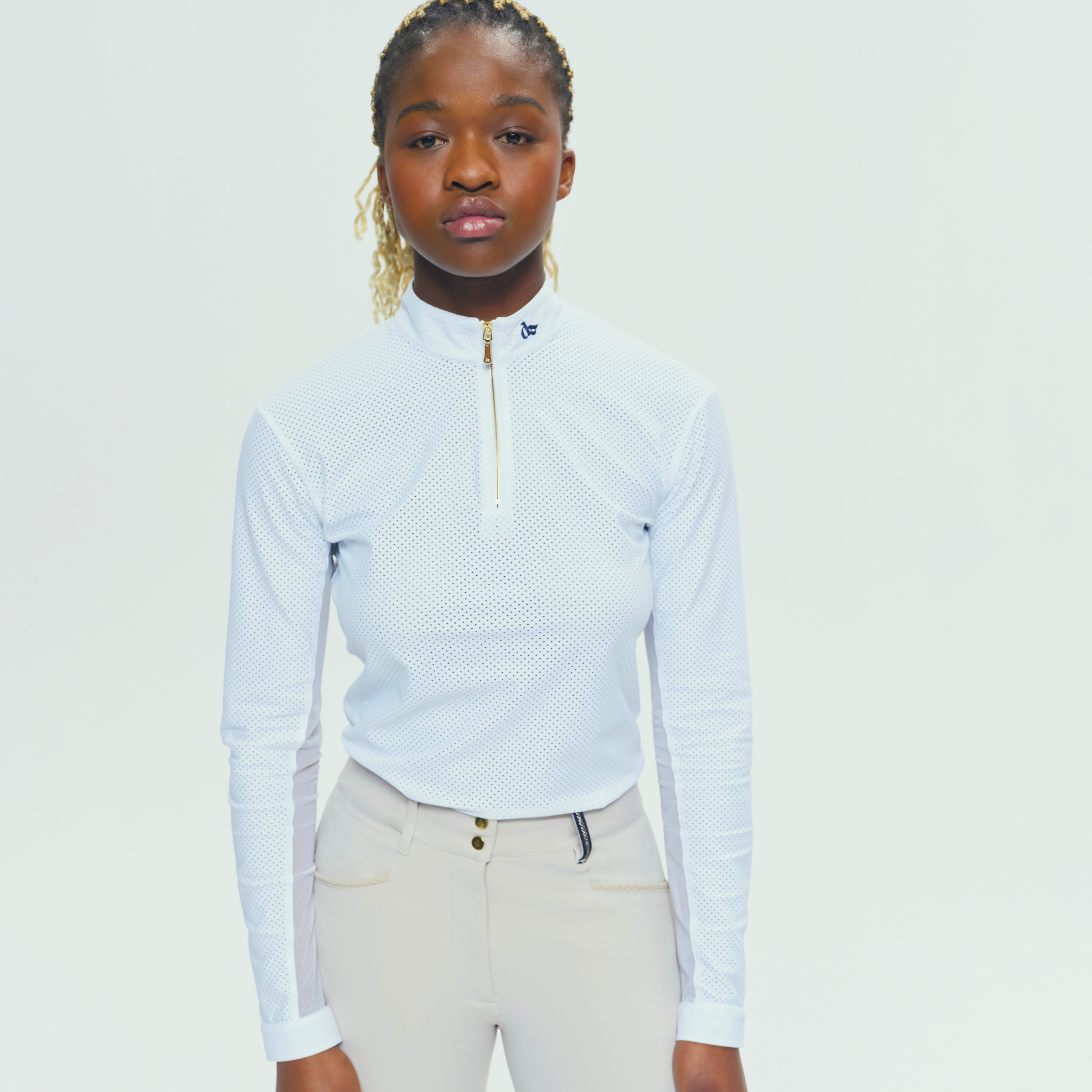 Dada Sport Pablito Ladies Long Sleeve Training Shirt, White Perforated
