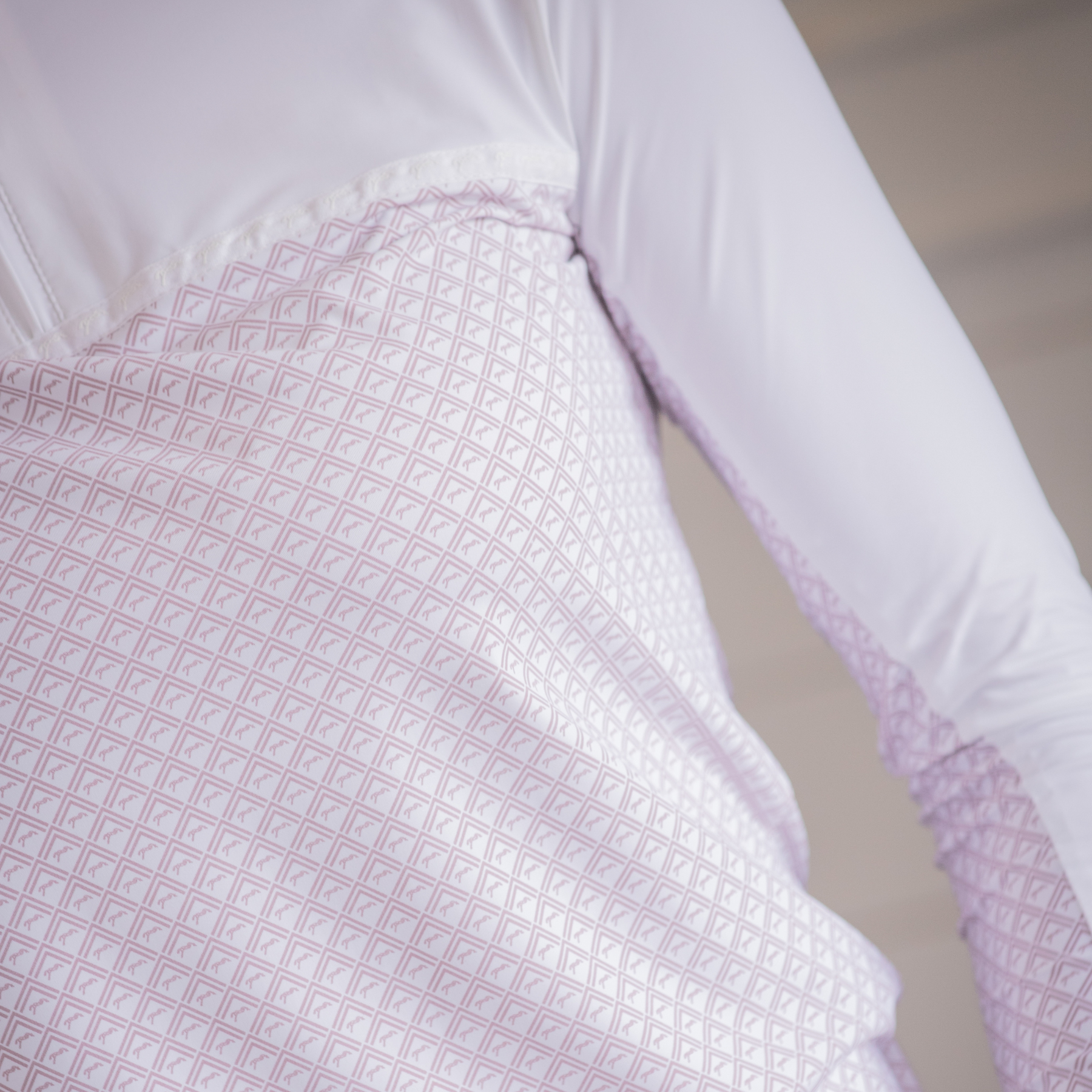 Pénélope Debbie Ladies Long Sleeve Competition Shirt, White/Pink