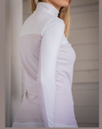 Pénélope Debbie Ladies Long Sleeve Competition Shirt, White/Pink