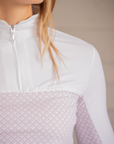 Pénélope Debbie Ladies Long Sleeve Competition Shirt, White/Pink