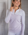 Pénélope Debbie Ladies Long Sleeve Competition Shirt, White/Pink