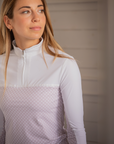 Pénélope Debbie Ladies Long Sleeve Competition Shirt, White/Pink