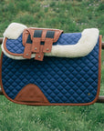 Sixteen Cypress Merino Wool Fleece Half Pad, Navy & Cognac