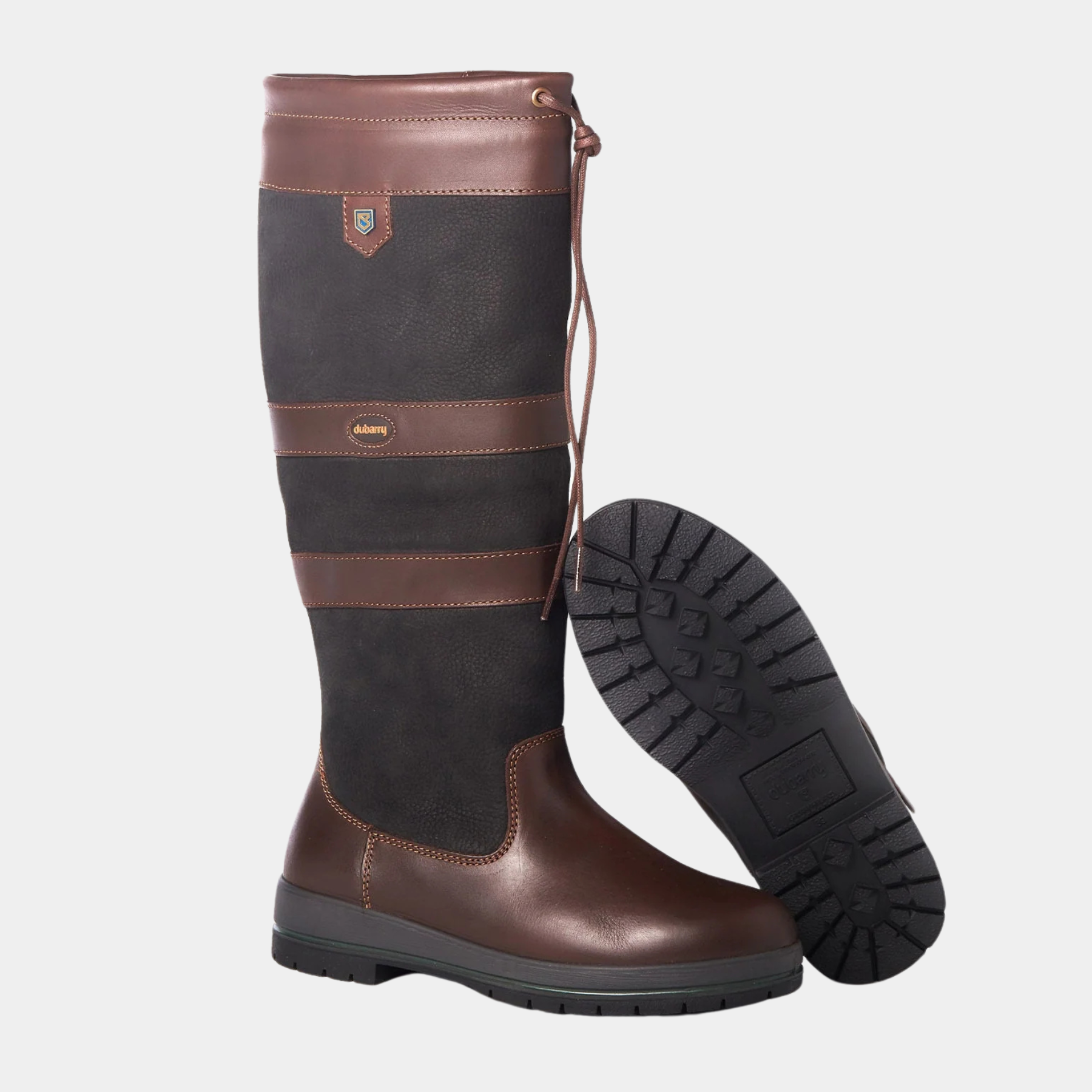 Dubarry Ireland Galway Ladies Waterproof Leather Country Boot in Black/Brown