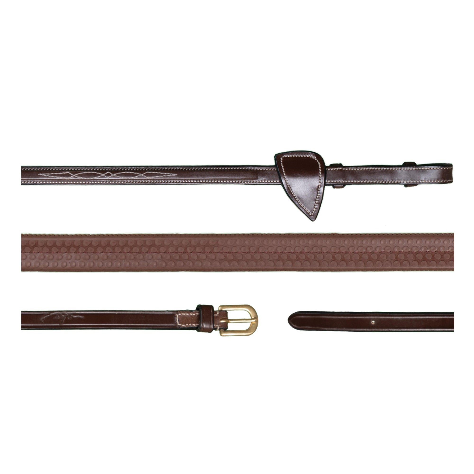 Dy'on D Collection 5/8" Rubber Reins, Brown
