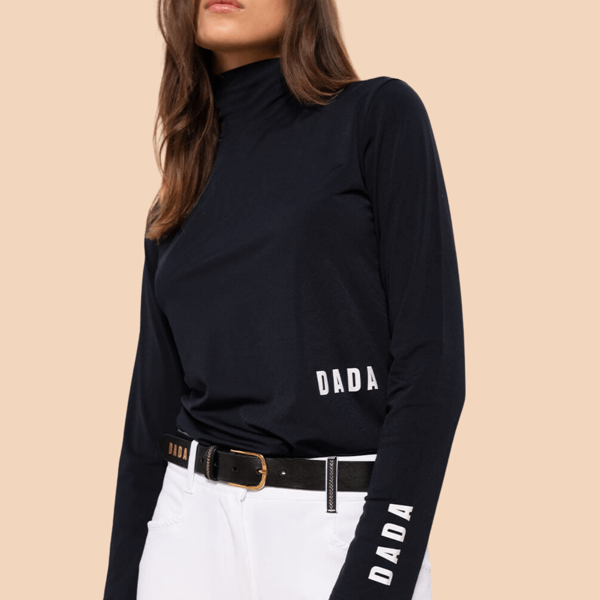 Dada Consul Ladies Funnel Collar Long Sleeve T-Shirt, Navy