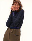 Dada Sport Consul Ladies Funnel Collar Long Sleeve T-Shirt, Navy