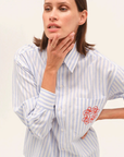 Dada Sport Olga Ladies Technical Riding Shirt, Blue Striped