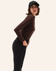Dada Sport Totem ML Ladies Long Sleeve Training Shirt, Chocolate