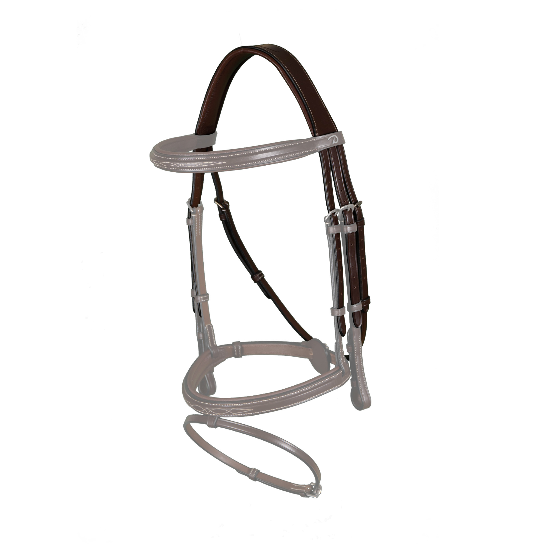 Dy'on Headpiece 3 Straps with Removable Throat Latch, Brown, US Collection