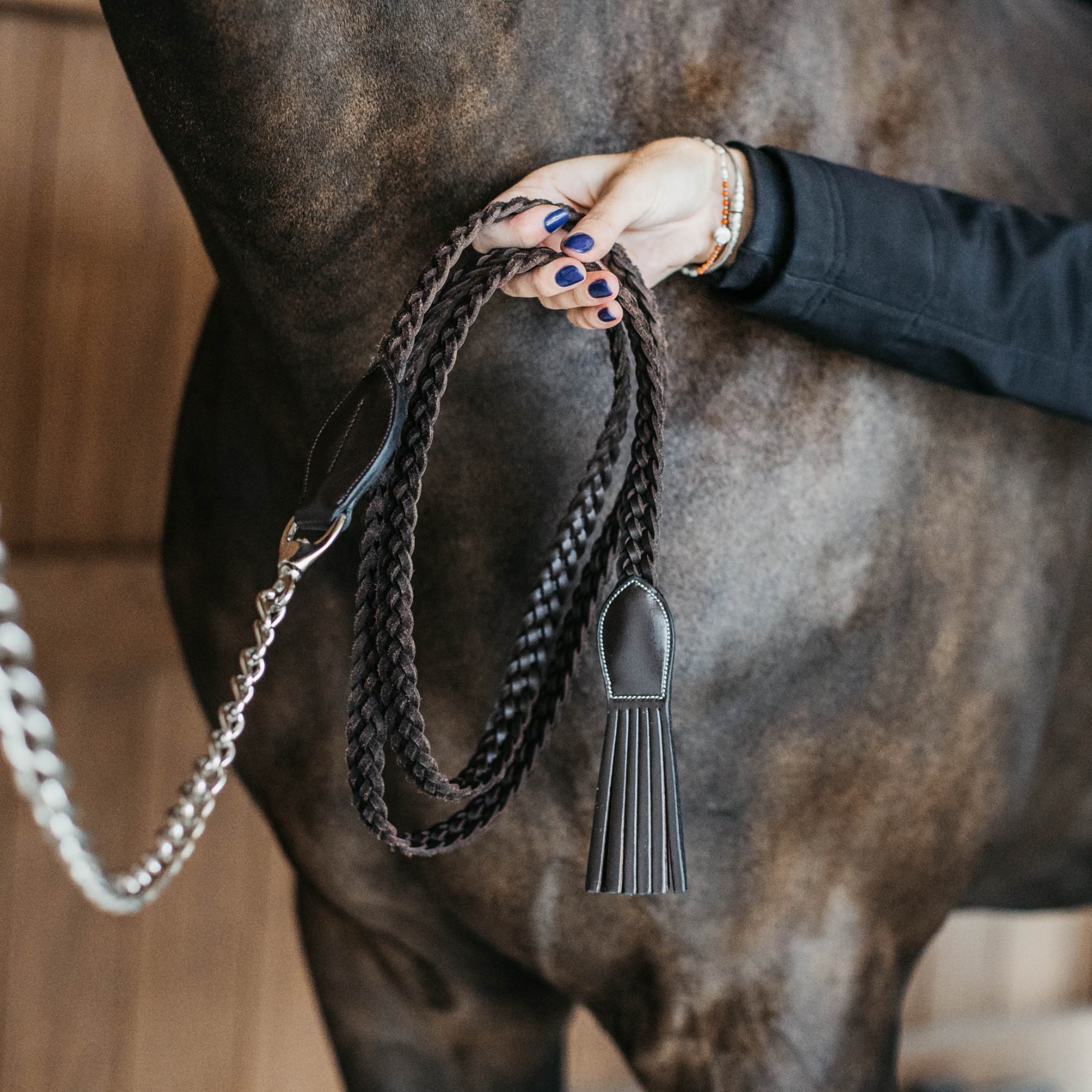 Dy'on Plaited Lead with Chain, Working by Dy'on, Brown