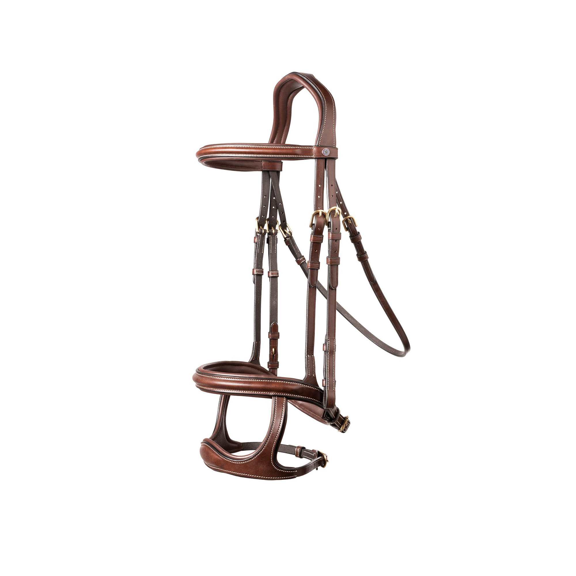 Trust Equestrian Paris Double Noseband Bridle, Brown/Silver