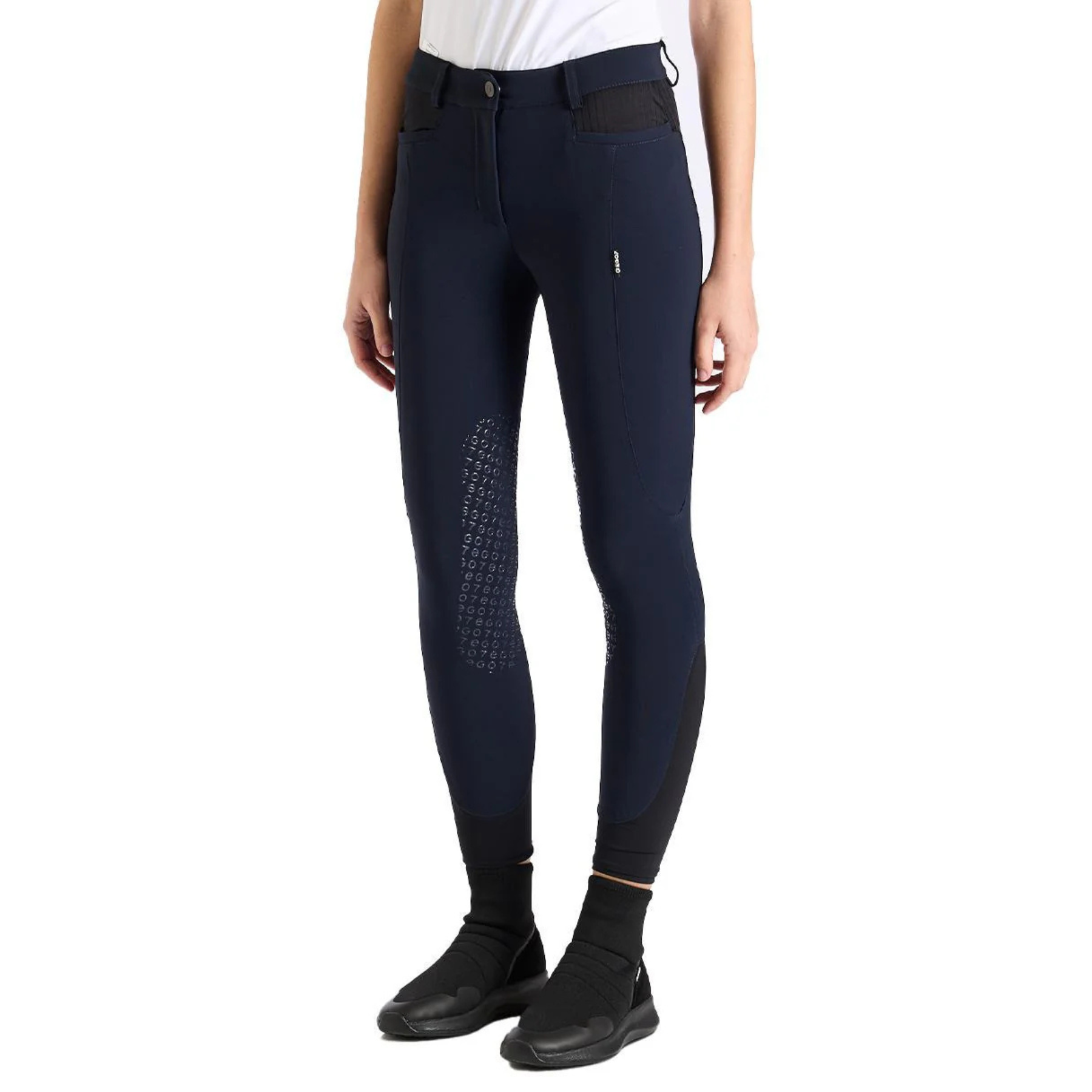 EGO7 Jumping Ribbed Normal Waist Knee Grip Breeches, Navy