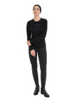 Equestro Women's Fleece Round Neck Sweater, Black