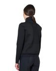 Equestro Women's Nylon & Knit Seamless High Neck Sweater w/ Zip, Black