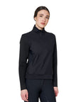 Equestro Women's Nylon & Knit Seamless High Neck Sweater w/ Zip, Black