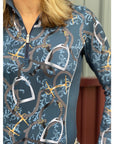 Arista Equestrian Ladies Elegance Quarter Zip Long Sleeve Training Shirt, Sapphire