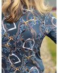 Arista Equestrian Ladies Elegance Quarter Zip Long Sleeve Training Shirt, Sapphire