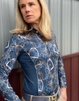 Arista Equestrian Ladies Elegance Quarter Zip Long Sleeve Training Shirt, Sapphire