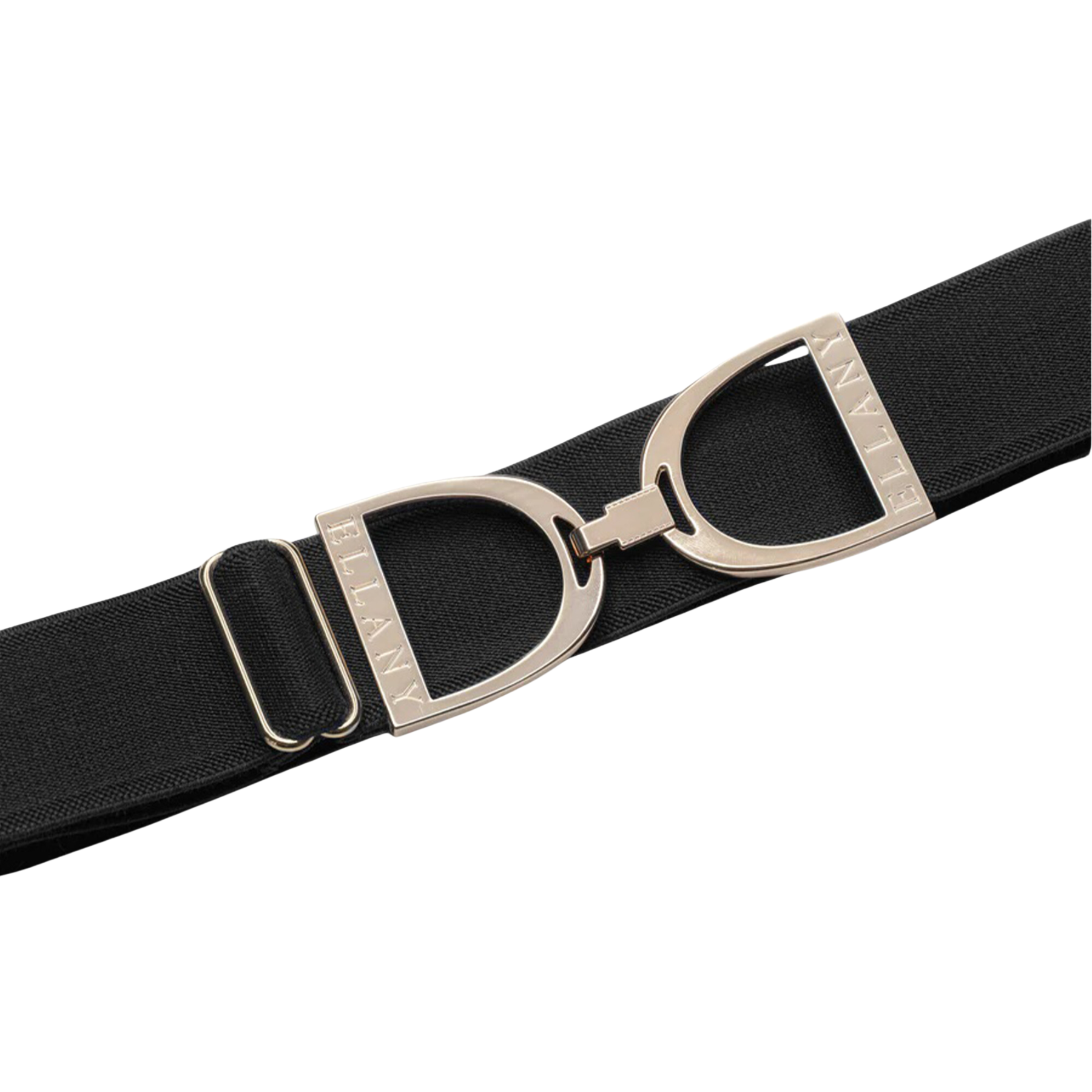 Ellany 1.5" Gold Stirrup Elastic Belt, Black
