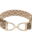 Ellany 1.5" Gold Stirrup Elastic Belt, Caramel Polo