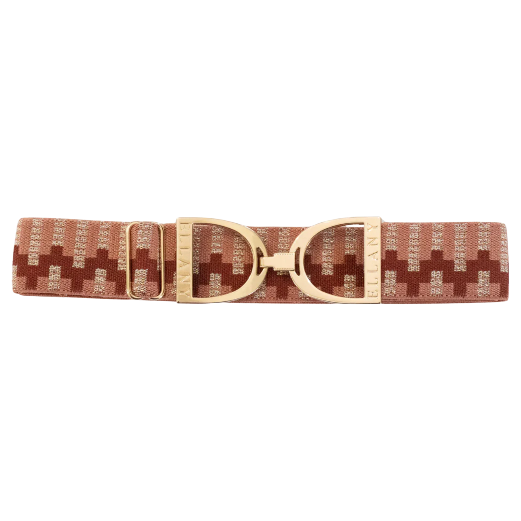 Ellany 1.5" Gold Stirrup Elastic Belt, Rose Lyndon