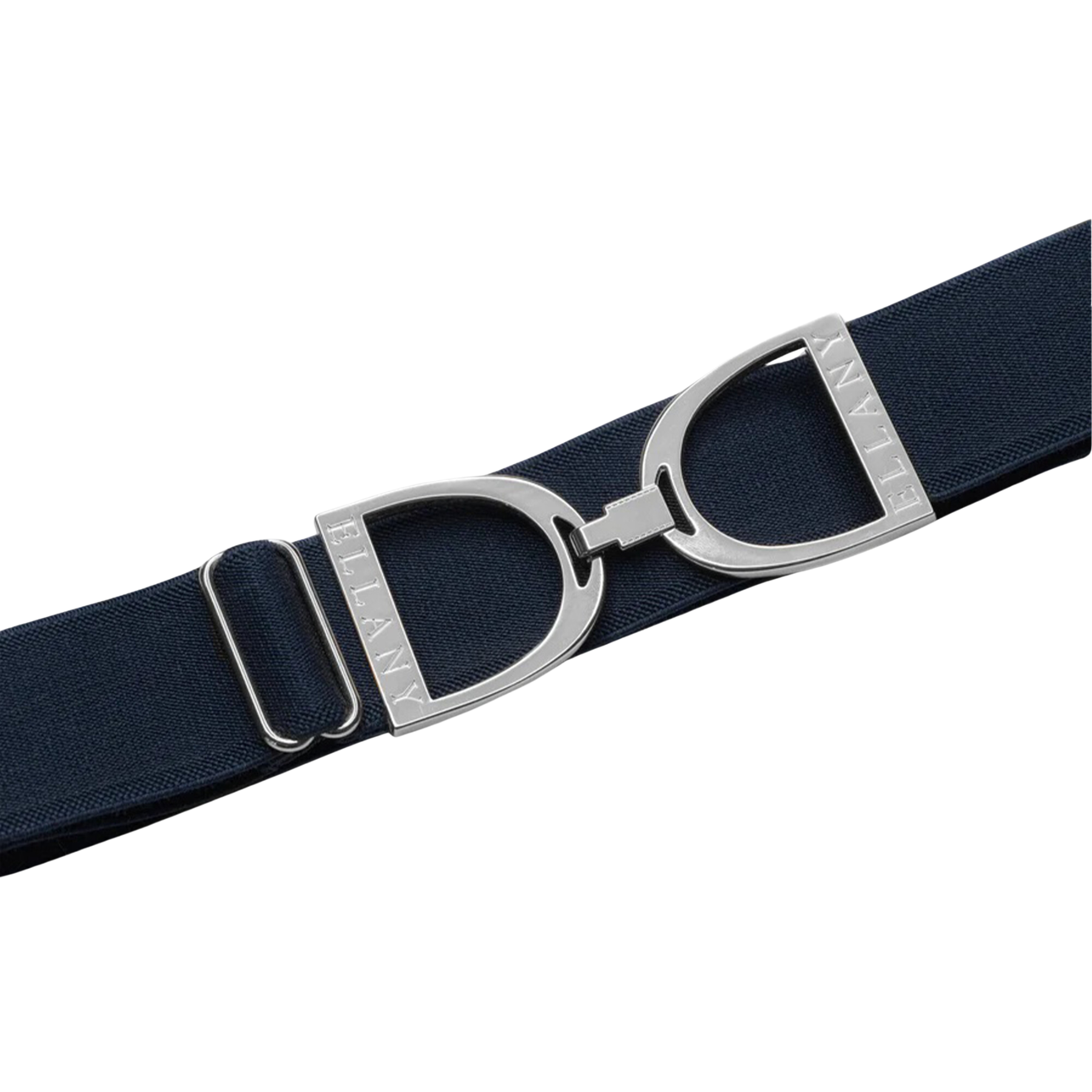 Ellany 1.5" Silver Stirrup Elastic Belt, Navy