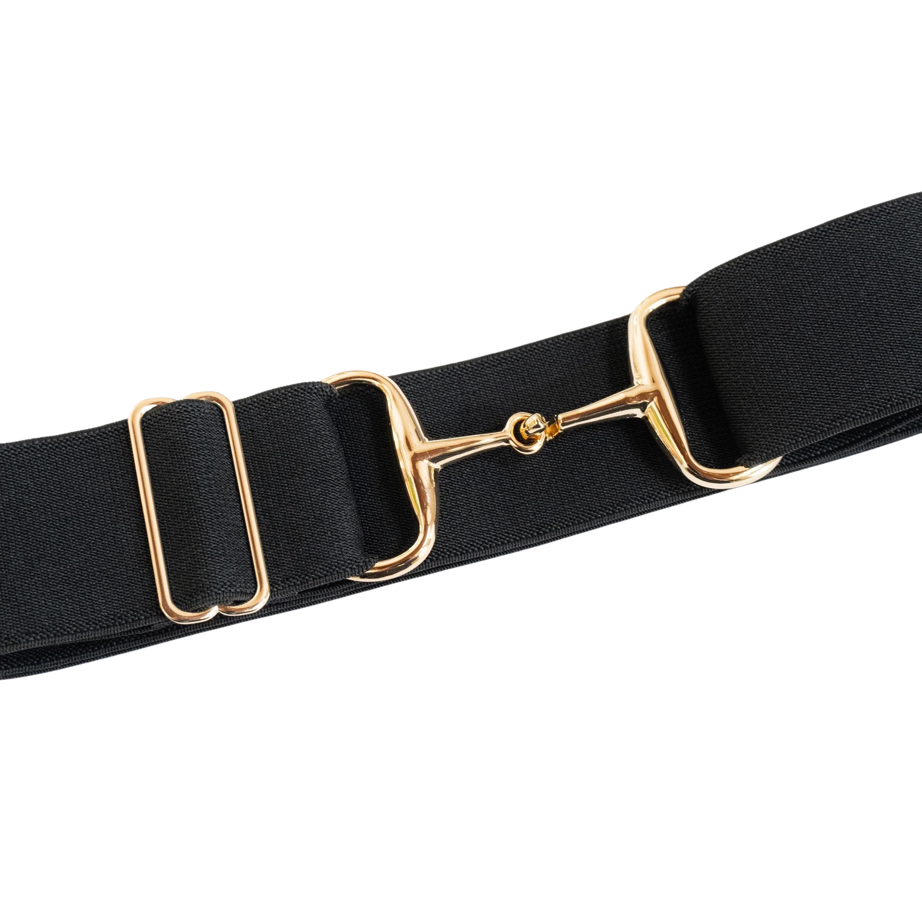 Ellany 2" Gold Snaffle Elastic Belt, Black