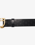 Equestro Soft Leather Belt with Logo, Gold/Black