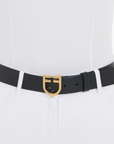 Equestro Soft Leather Belt with Logo, Gold/Black