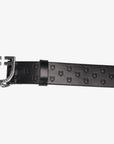 Equestro Soft Leather Belt with Logo, Silver/Black