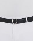 Equestro Soft Leather Belt with Logo, Silver/Black