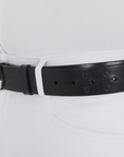 Equestro Soft Leather Belt with Logo, Silver/Black