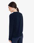 Equestro Women's Fleece Round Neck Sweater, Navy