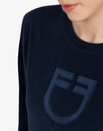 Equestro Women's Fleece Round Neck Sweater, Navy