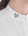 Equestro Women's Invisible Zip Long Sleeve Competition Polo Shirt, White